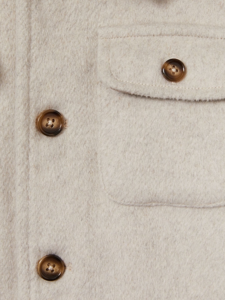 Reiss Stone Liam 9-13 yrs Removable-Hood Brushed-Twill Overshirt - Image 4 of 4