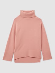 Reiss Soft Pink Eliza Wool-Cashmere Roll-Neck Jumper - Image 2 of 6