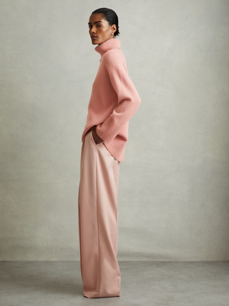 Reiss Soft Pink Eliza Wool-Cashmere Roll-Neck Jumper - Image 3 of 6