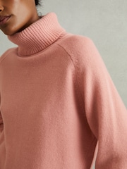 Reiss Soft Pink Eliza Wool-Cashmere Roll-Neck Jumper - Image 4 of 6