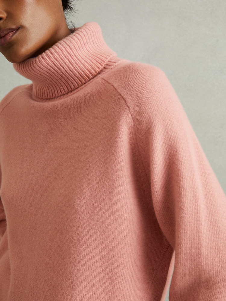 Reiss Soft Pink Eliza Wool-Cashmere Roll-Neck Jumper - Image 4 of 6