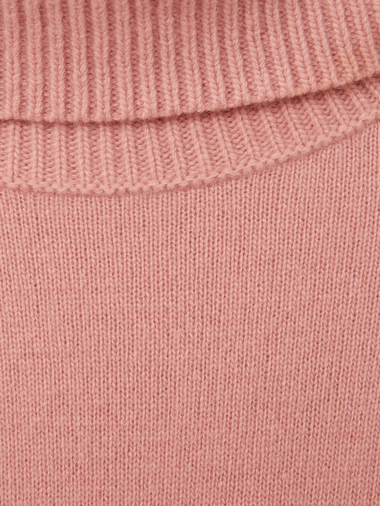 Reiss Soft Pink Eliza Wool-Cashmere Roll-Neck Jumper - Image 6 of 6