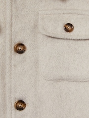 Reiss Stone Liam 3-9 yrs Removable-Hood Brushed-Twill Overshirt - Image 4 of 4