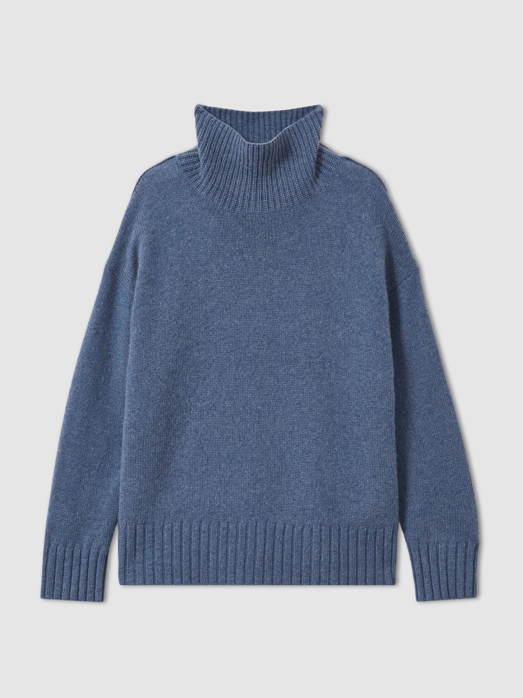 Buy Reiss Blue Corrine 100% Cashmere Roll Neck Jumper from