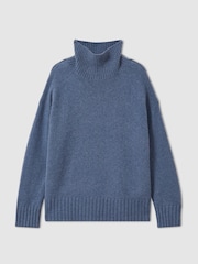 Reiss Blue Corrine 100% Cashmere Roll Neck Jumper - Image 2 of 6