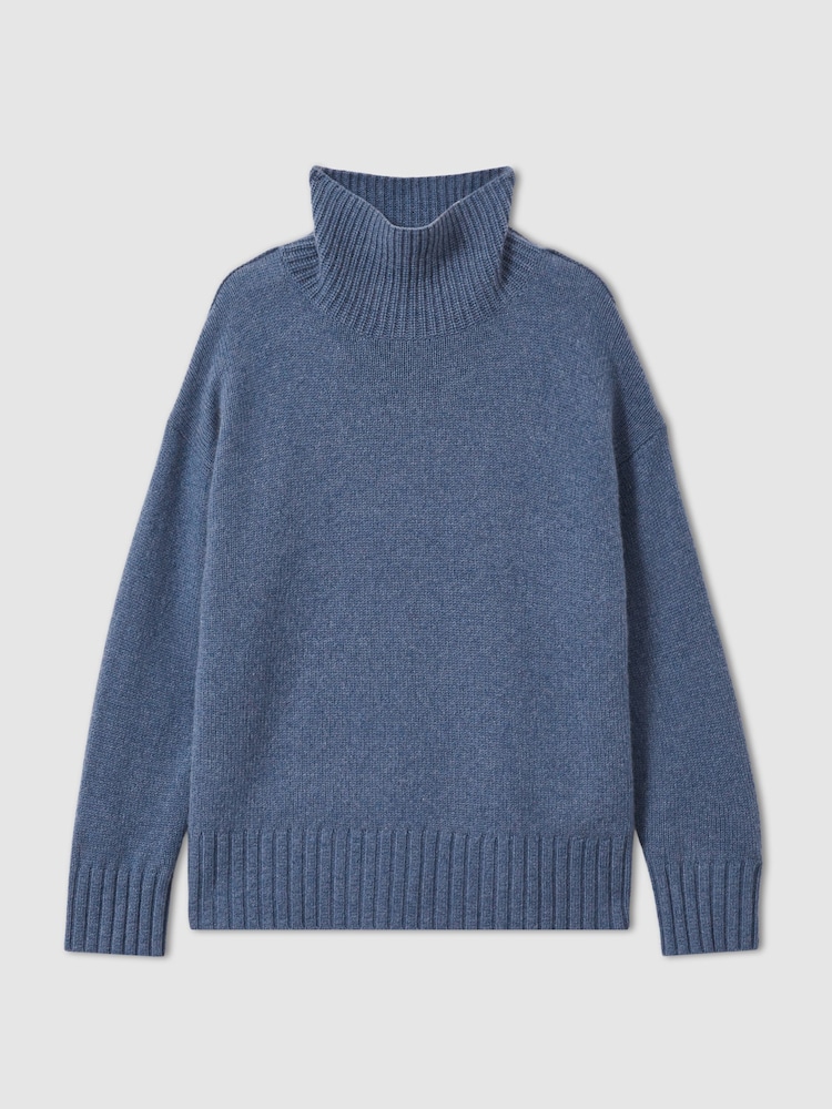 Reiss Blue Corrine 100% Cashmere Roll Neck Jumper - Image 2 of 6