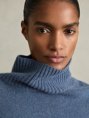 Reiss Blue Corrine 100% Cashmere Roll Neck Jumper - Image 3 of 6