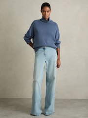 Reiss Blue Corrine 100% Cashmere Roll Neck Jumper - Image 4 of 6