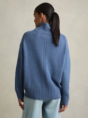 Reiss Blue Corrine 100% Cashmere Roll Neck Jumper - Image 5 of 6