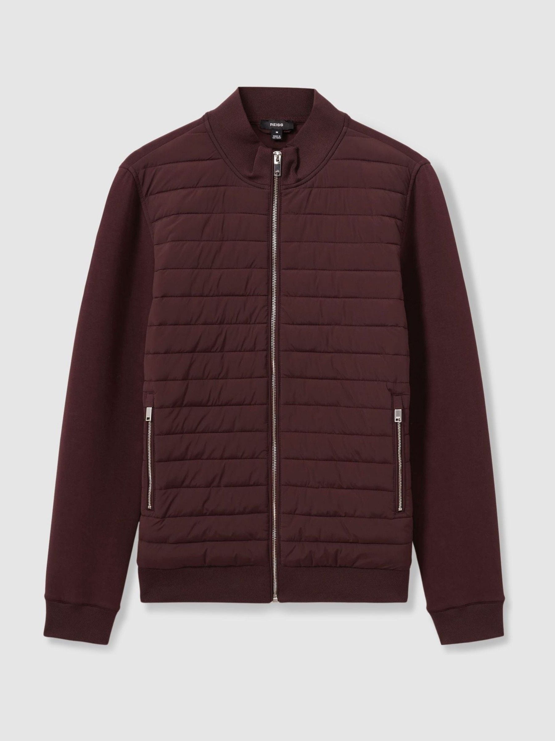 Buy Reiss Bordeaux Freddie Hybrid Quilt and Knit Zip Through Jacket from Next Austria