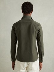Reiss Khaki Green Caparzo Cotton Blend Canvas Overshirt - Image 5 of 6