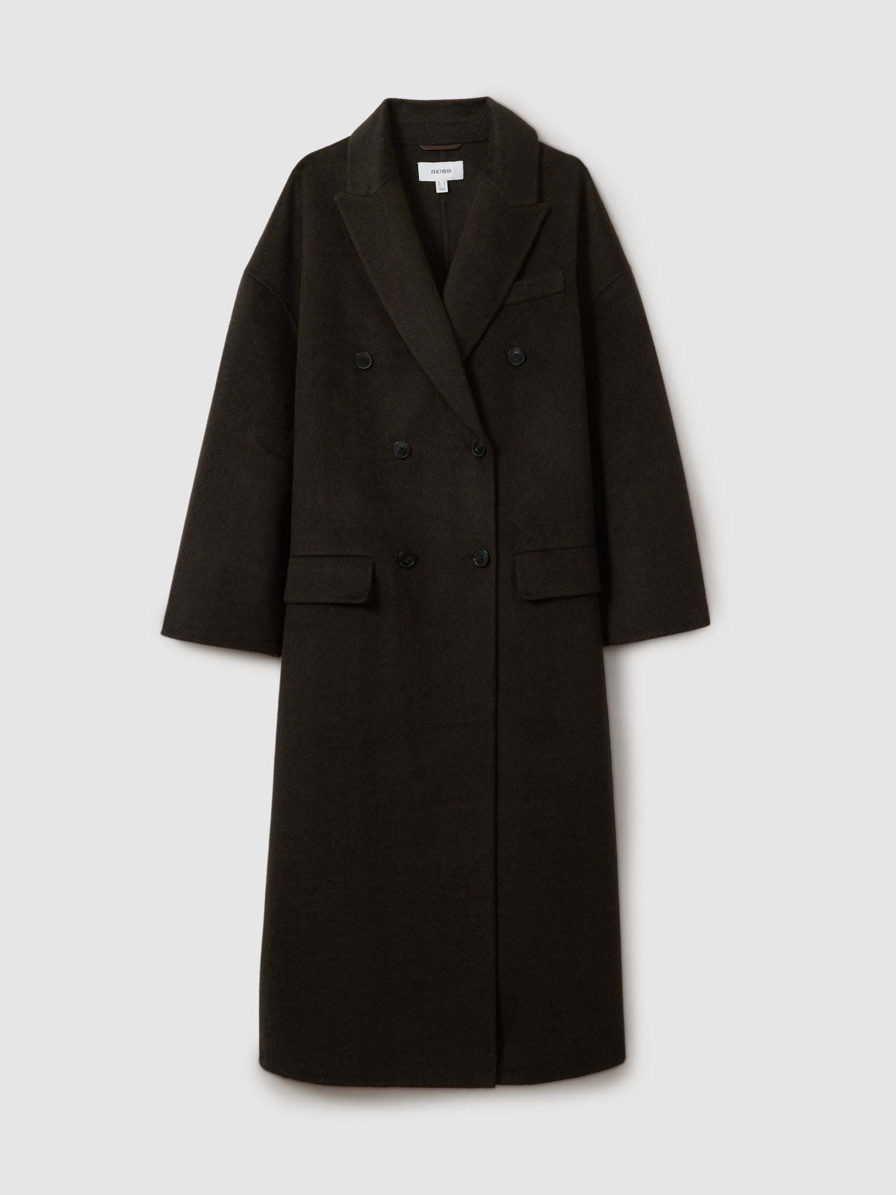 Buy Reiss Chocolate Lara Wool Blend Herringbone Twill Coat from Next Luxembourg