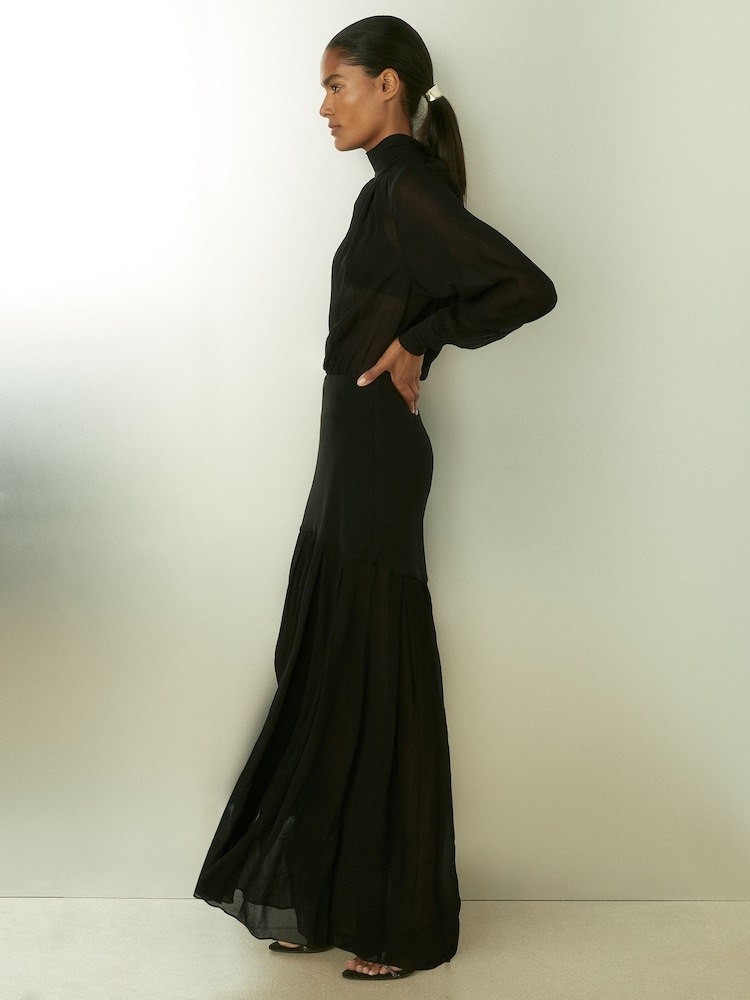 Buy Reiss Black Octivia Sheer Jersey Gathered Maxi Dress from Next USA