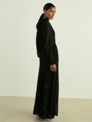 Reiss Black Octivia Sheer Jersey Gathered Maxi Dress - Image 6 of 7