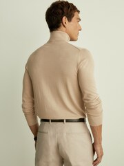 Reiss Washed Stone Caine Merino Roll-Neck Jumper - Image 4 of 5