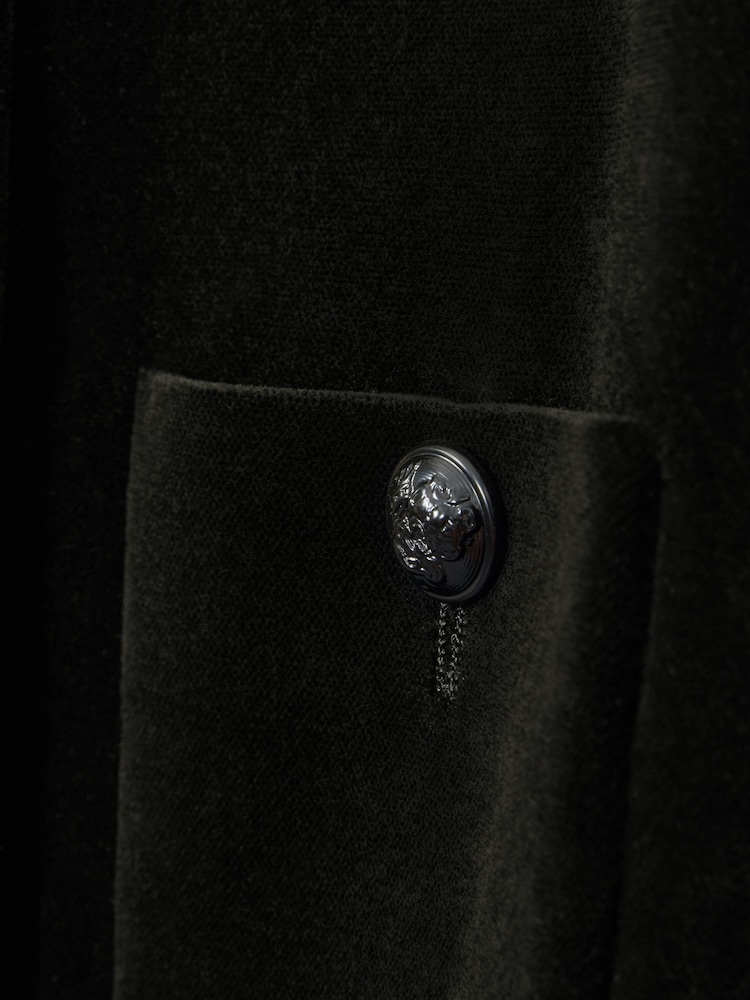 Reiss Black Viola Cropped Velvet Jacket - Image 6 of 6