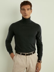 Reiss Dark Military Green Caine Merino Roll-Neck Jumper - Image 1 of 6