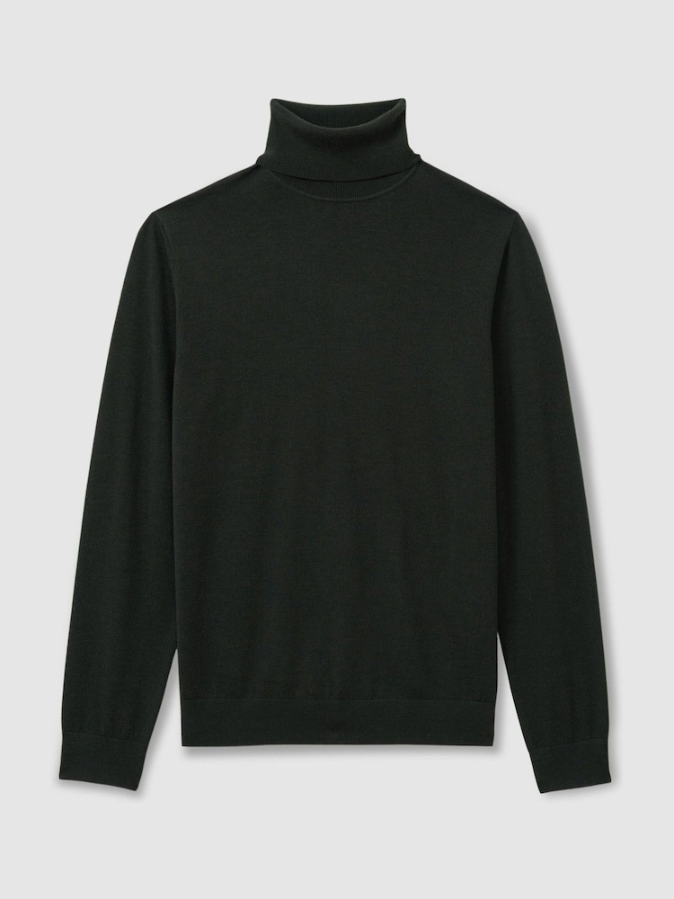 Reiss Dark Military Green Caine Merino Roll-Neck Jumper - Image 2 of 6