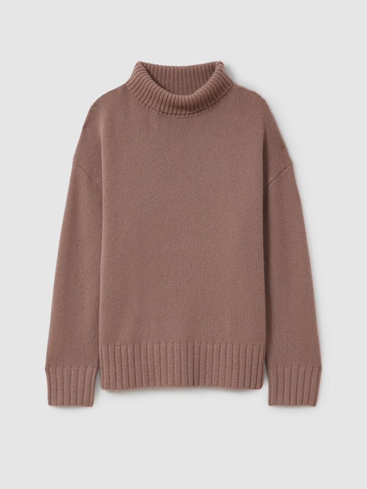 Reiss Mink Corrine 100% Cashmere Roll Neck Jumper - Image 2 of 6