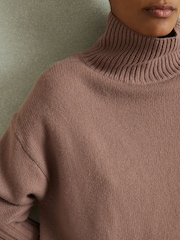 Reiss Mink Corrine 100% Cashmere Roll Neck Jumper - Image 3 of 6