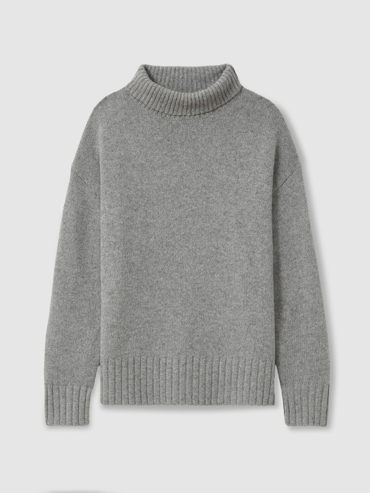 Reiss Grey Marl Corrine 100% Cashmere Roll Neck Jumper - Image 2 of 6