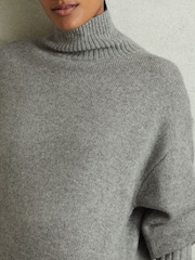 Reiss Grey Marl Corrine 100% Cashmere Roll Neck Jumper - Image 3 of 6