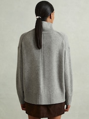 Reiss Grey Marl Corrine 100% Cashmere Roll Neck Jumper - Image 4 of 6
