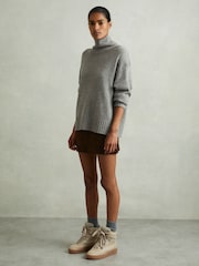 Reiss Grey Marl Corrine 100% Cashmere Roll Neck Jumper - Image 5 of 6