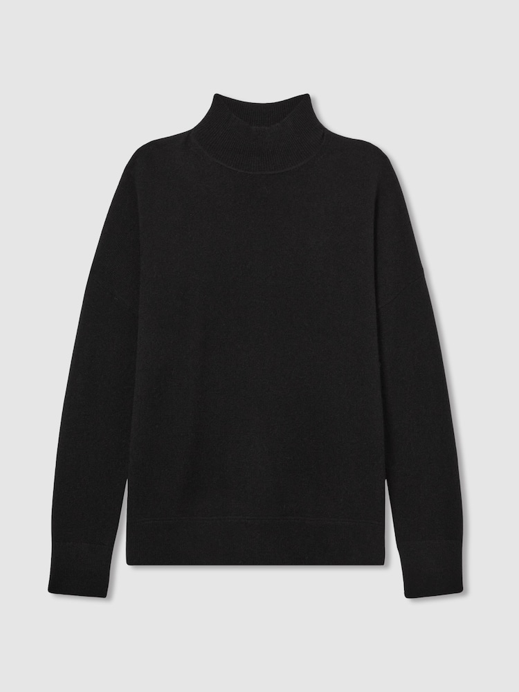 Reiss Black Flo 100% Cashmere Roll-Neck Jumper - Image 2 of 7