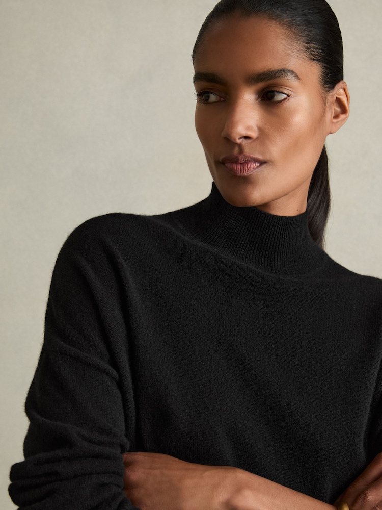Reiss Black Flo 100% Cashmere Roll-Neck Jumper - Image 4 of 7
