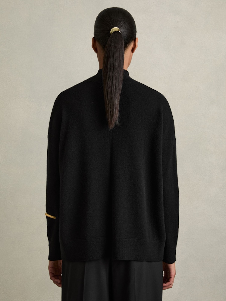 Reiss Black Flo 100% Cashmere Roll-Neck Jumper - Image 6 of 7