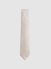 Reiss Oatmeal Ceremony Textured Silk-Blend Tie - Image 1 of 6