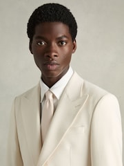 Reiss Oatmeal Ceremony Textured Silk-Blend Tie - Image 2 of 6