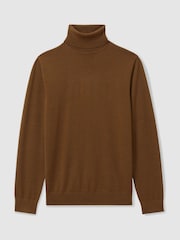 Reiss Tobacco Brown Caine Merino Roll-Neck Jumper - Image 2 of 6
