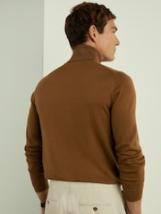 Reiss Tobacco Brown Caine Merino Roll-Neck Jumper - Image 5 of 6