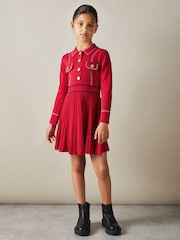 Reiss Red Sapna 4-9 yrs Knitted Contrast Stitch Dress - Image 3 of 5