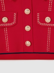 Reiss Red Sapna 4-9 yrs Knitted Contrast Stitch Dress - Image 4 of 5
