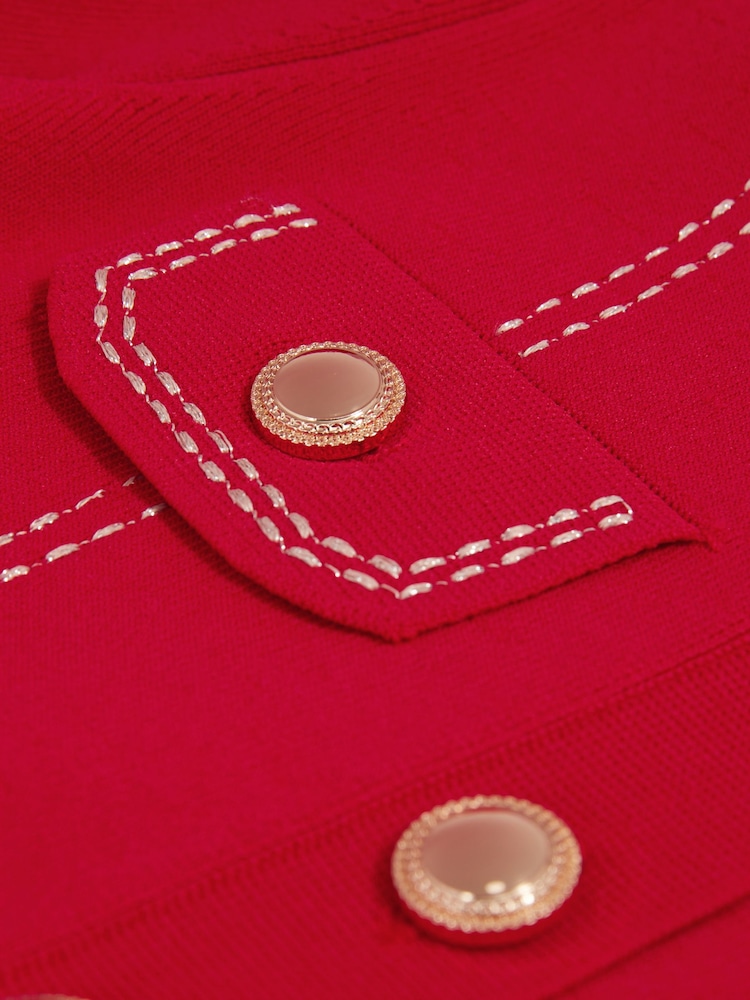 Reiss Red Sapna 4-9 yrs Knitted Contrast Stitch Dress - Image 5 of 5