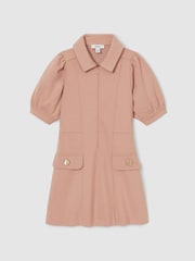 Reiss Pink Anna 4-9 yrs Jersey Puff Sleeve Dress - Image 2 of 4