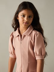 Reiss Pink Anna 4-9 yrs Jersey Puff Sleeve Dress - Image 3 of 4