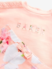 Baker by Ted Baker Peach Pink Top and Floral Leggings Set - Image 4 of 4
