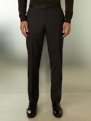 Reiss Brown Shadow Wool Tuxedo Trousers Slim Fit - Image 3 of 6