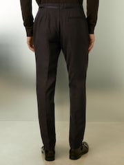 Reiss Brown Shadow Wool Tuxedo Trousers Slim Fit - Image 5 of 6