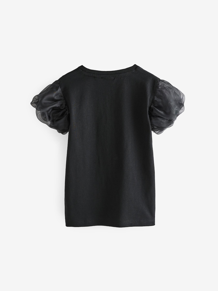 Baker by Ted Baker Organza Sleeve Hotfix 100% Cotton T-Shirt - Image 2 of 5