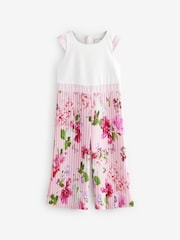Baker by Ted Baker Pink Pleated Leg Floral Print Jumpsuit - Image 6 of 9