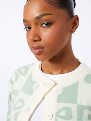 Sage Check Bow Knitted Cardigan - Image 5 of 5