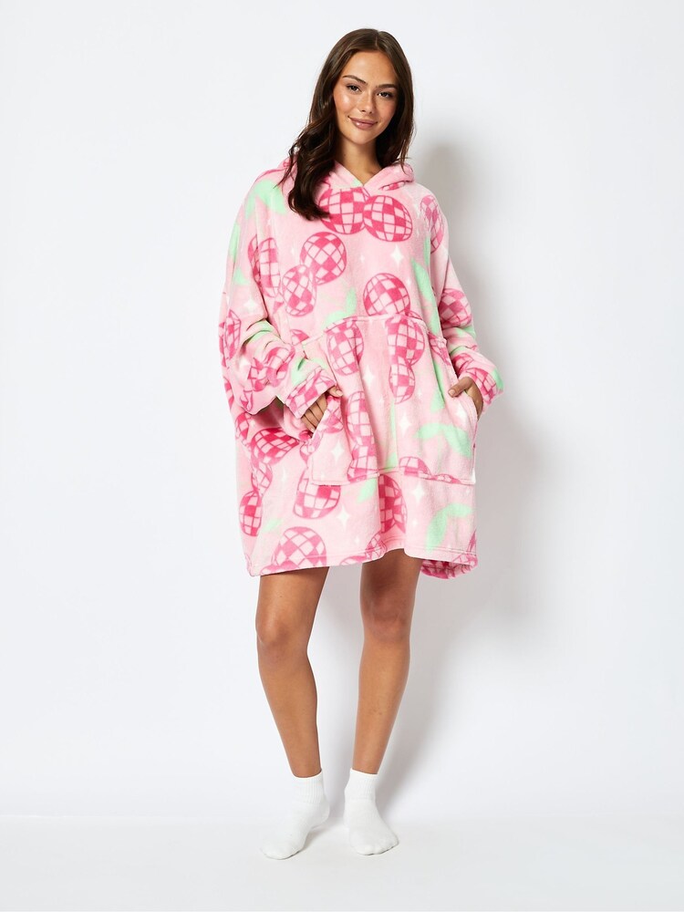 Disco Cherry Blanket Hoodie in Pink - Image 2 of 4 Disco Cherry Blanket Hoodie in Pink - Image 2 of 4