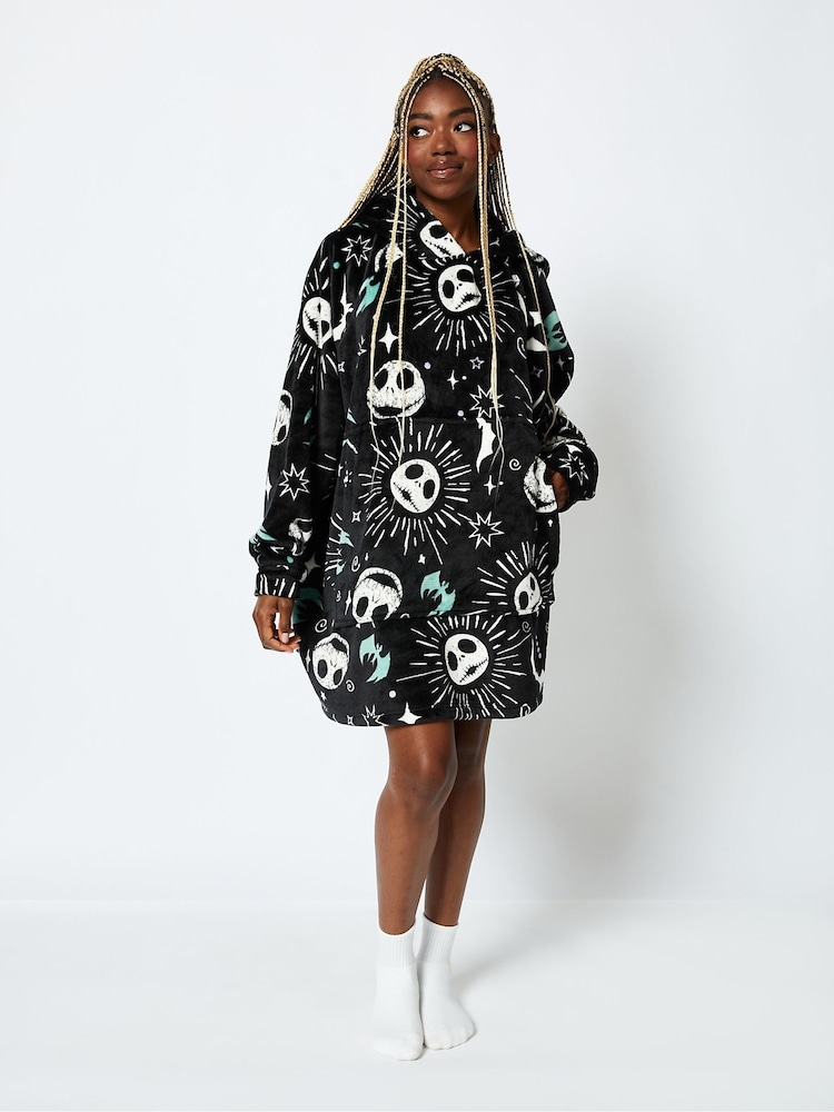 Skinnydip Disney Nightmare Before Christmas Jack Blanket Hoodie in Black - Image 1 of 4