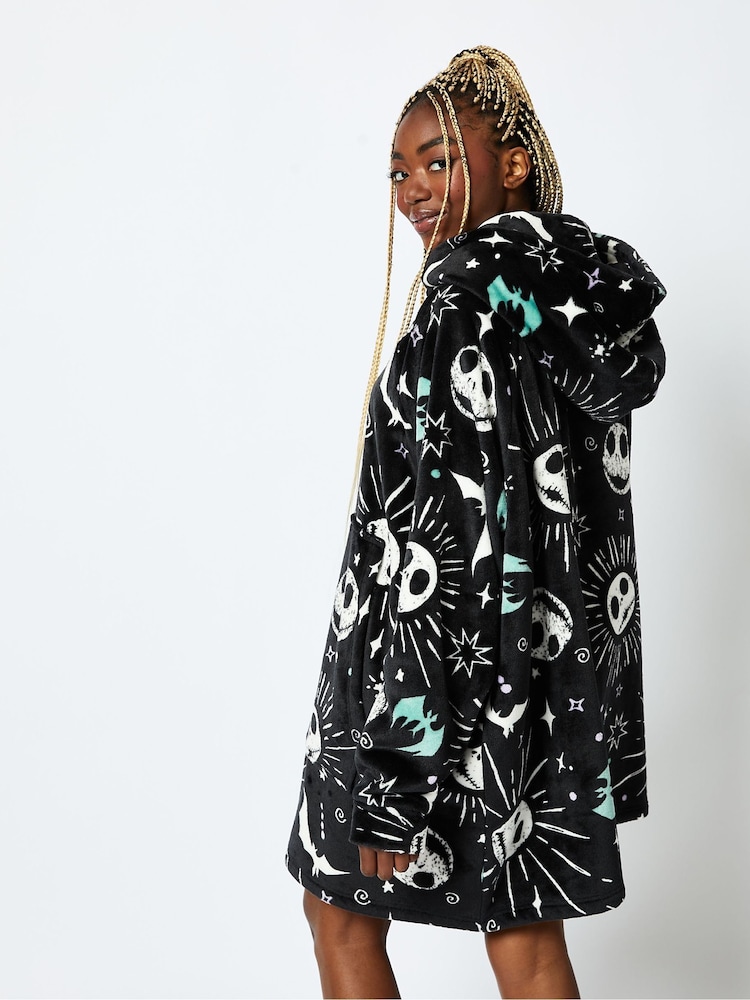 Skinnydip Disney Nightmare Before Christmas Jack Blanket Hoodie in Black - Image 2 of 4
