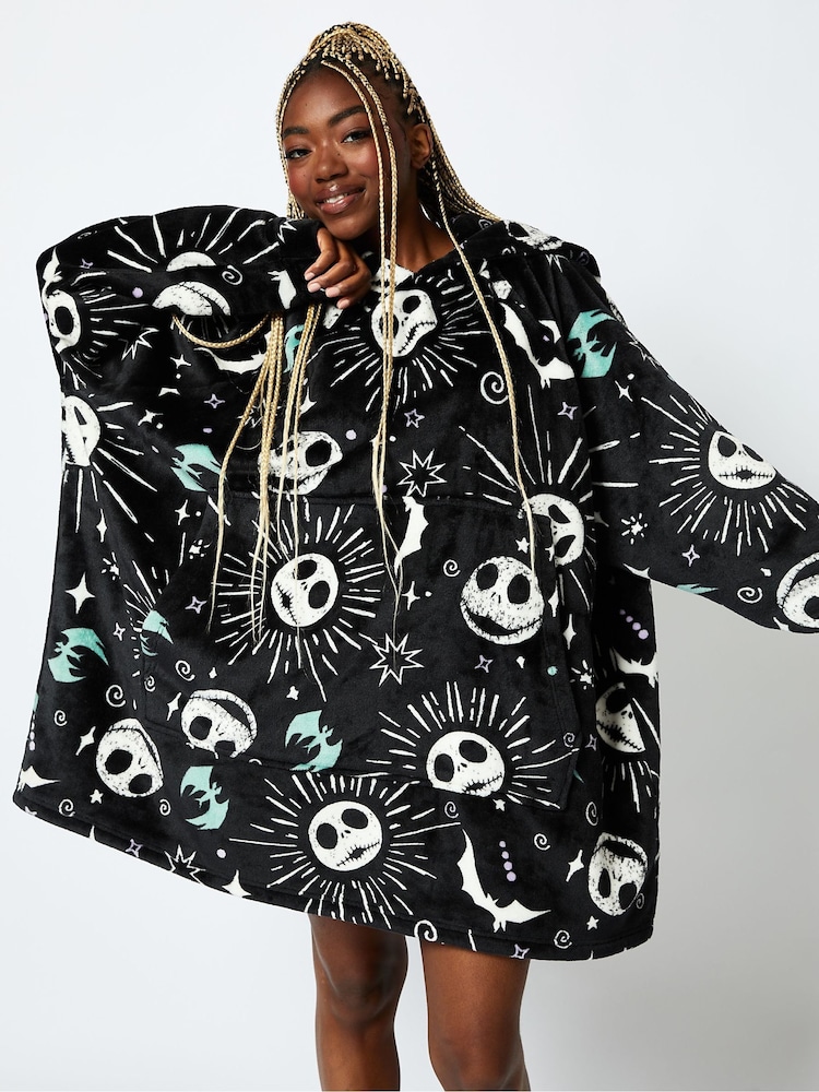 Skinnydip Disney zwarte Nightmare Before Christmas handdoek met capuchon - Image 3 of 4